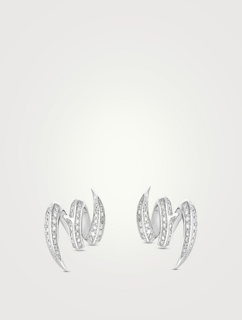 Thorn Embrace 18K White Gold Entwined Stud Earrings With Diamonds