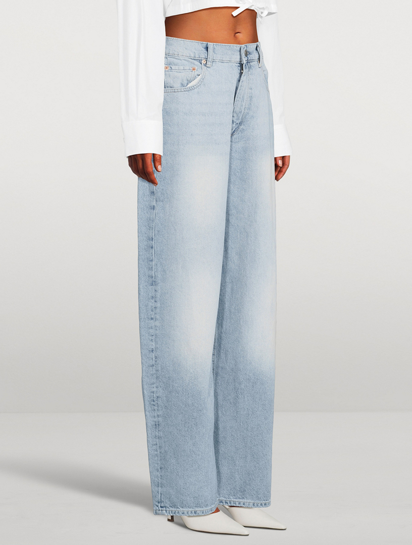 High-rise barrel-leg jeans in blue - Alaia