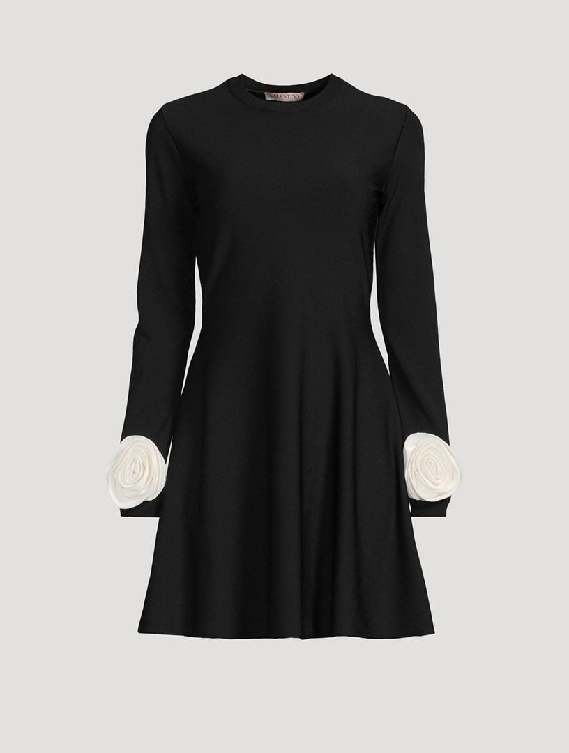 Rosette Long-Sleeve Mini Dress