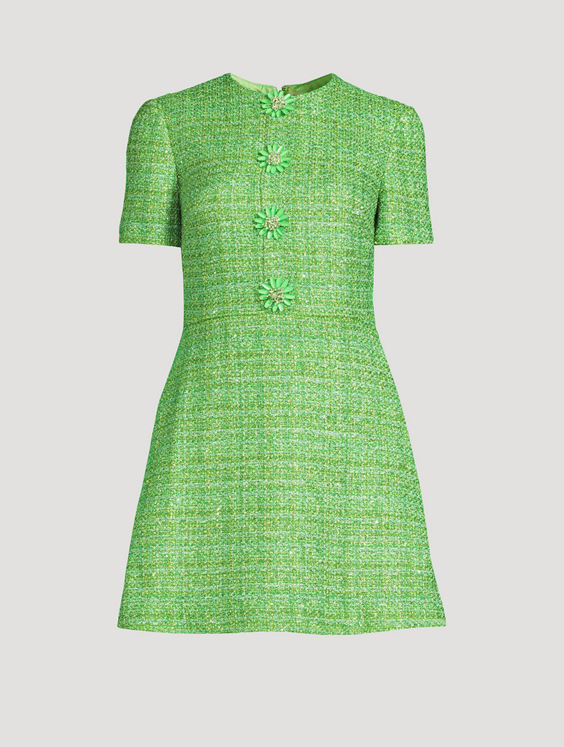 Dolce & Gabbana Girls Mini Me Green Tweed Wool Shift Dress