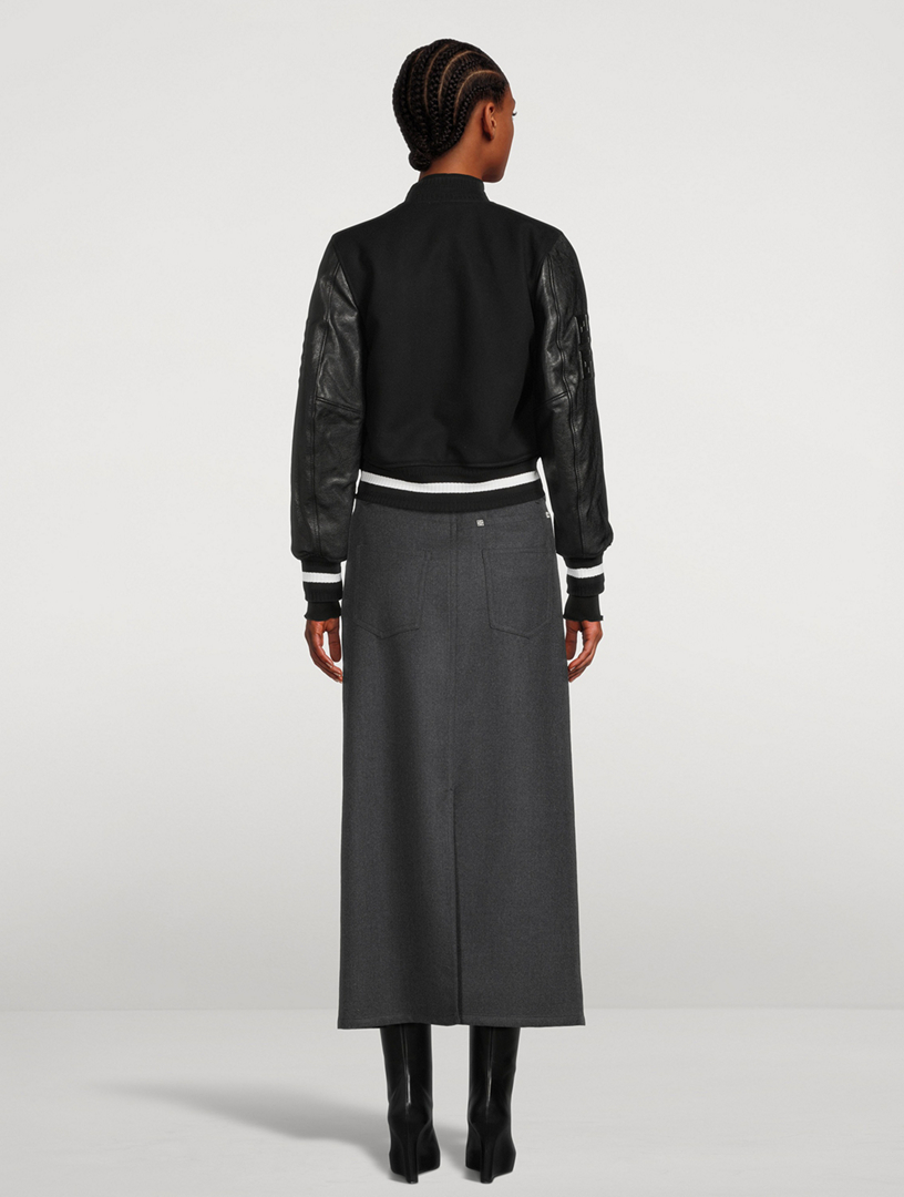 GIVENCHY Wool And Leather Cropped Varsity Jacket | Holt Renfrew
