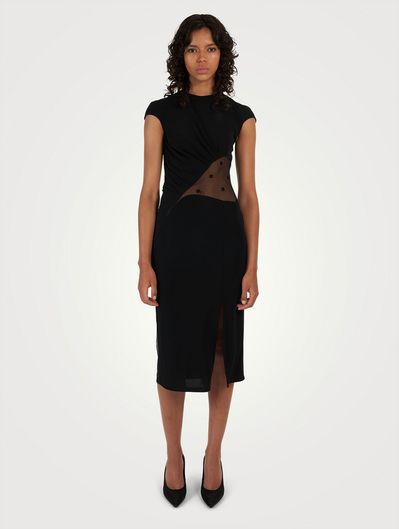 GIVENCHY 4G Jacquard Tulle Crepe Midi Dress