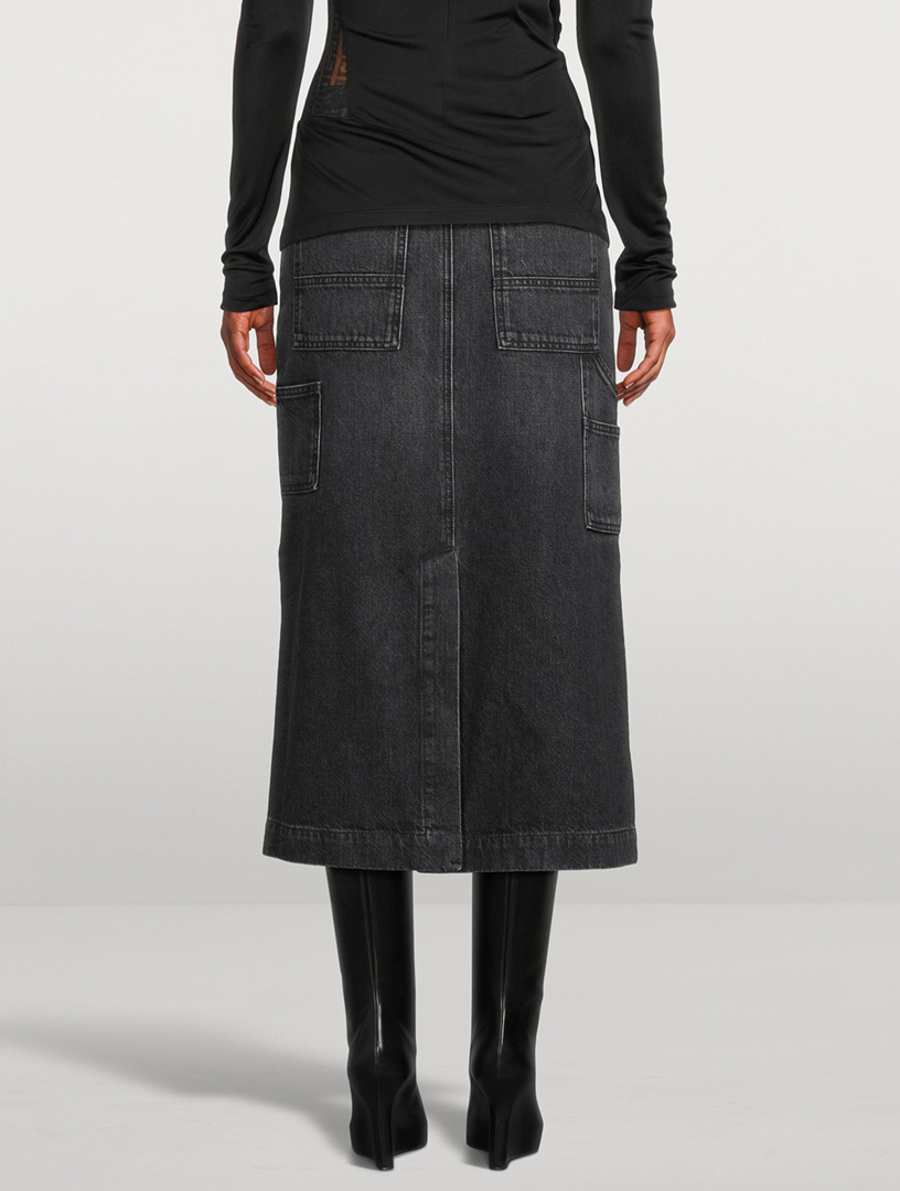 Patchwork Denim Maxi Skirt