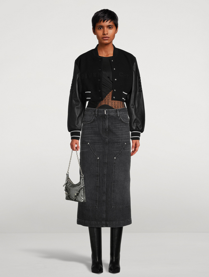 Patchwork Denim Maxi Skirt