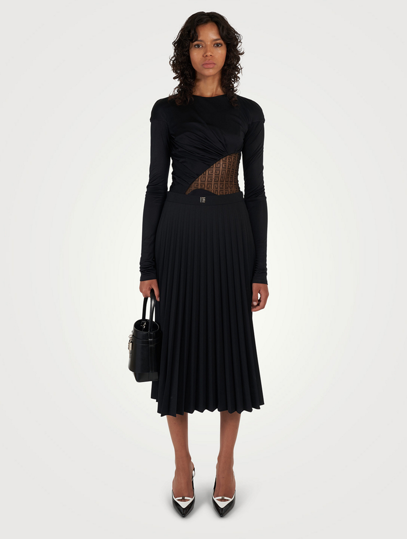 4G Lace And Jersey Draped Top