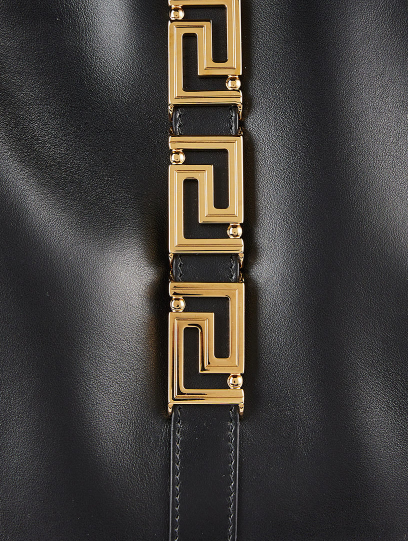 Large Greca Goddess Leather Tote Bag