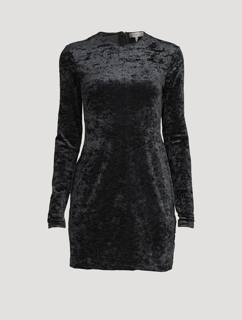 Casual and Glamorous: Women's Long Sleeve Velvet Mini Dress with