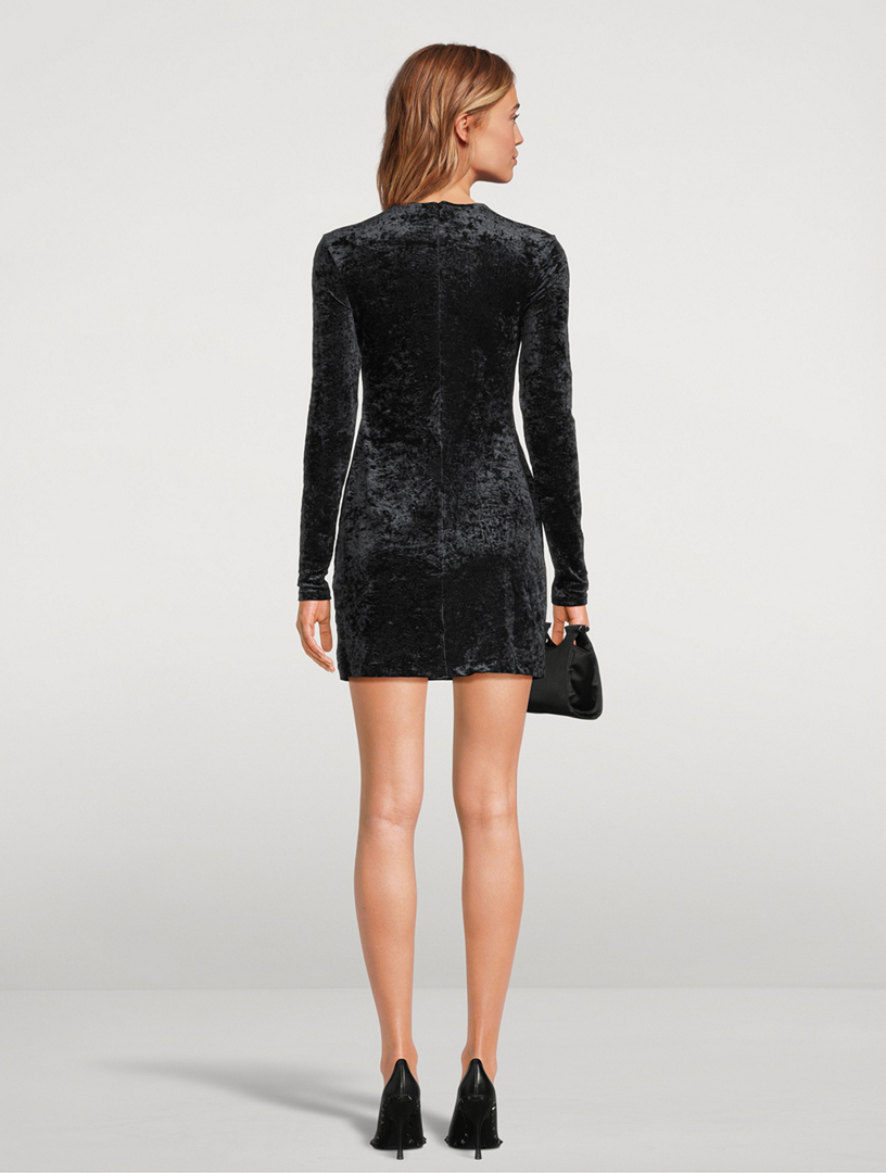 Long-Sleeve Velvet Mini Dress