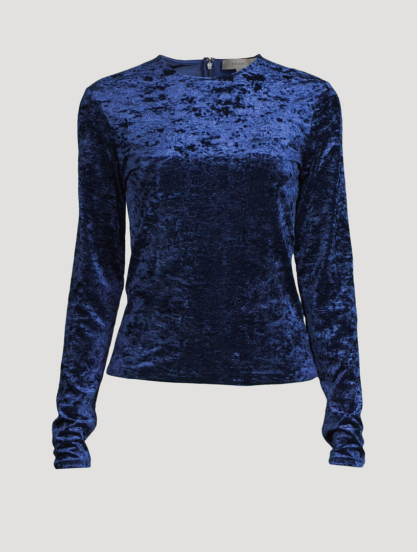 blue velvet long sleeve top