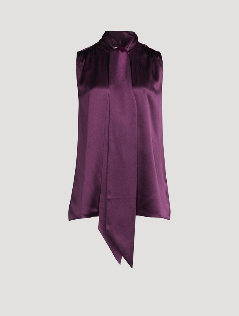 Blouse Femme en soie nouée au col sans manches
