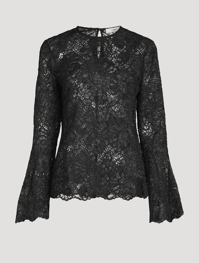 Lace bell sleeve clearance top