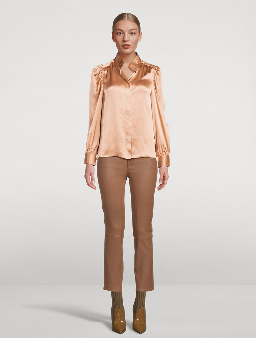 Gillian Puff-Sleeve Silk Blouse
