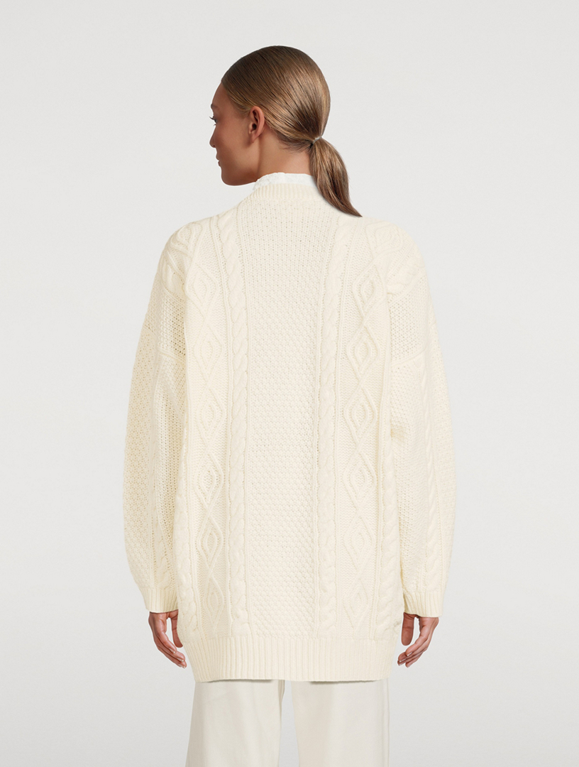 FRAME Oversized Cable-Knit Wool Cardigan | Holt Renfrew