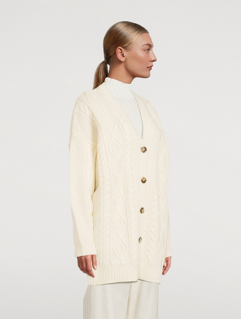 Oversized Cable-Knit Wool Cardigan