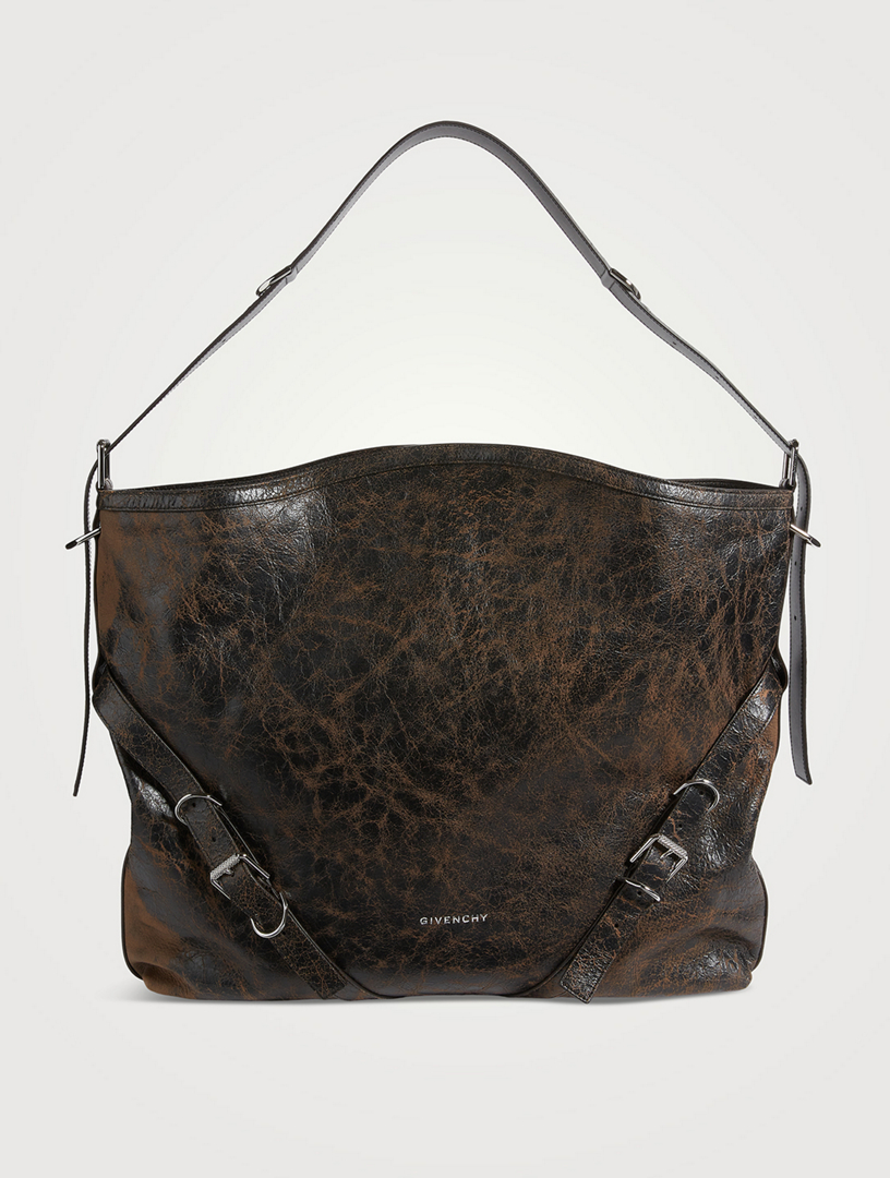 Large Voyou Crackled Leather Bag