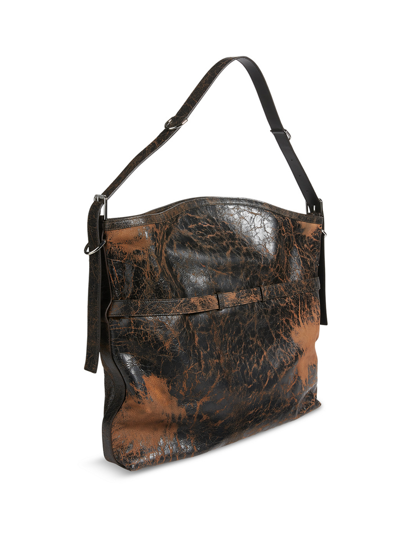 Large Voyou Crackled Leather Bag