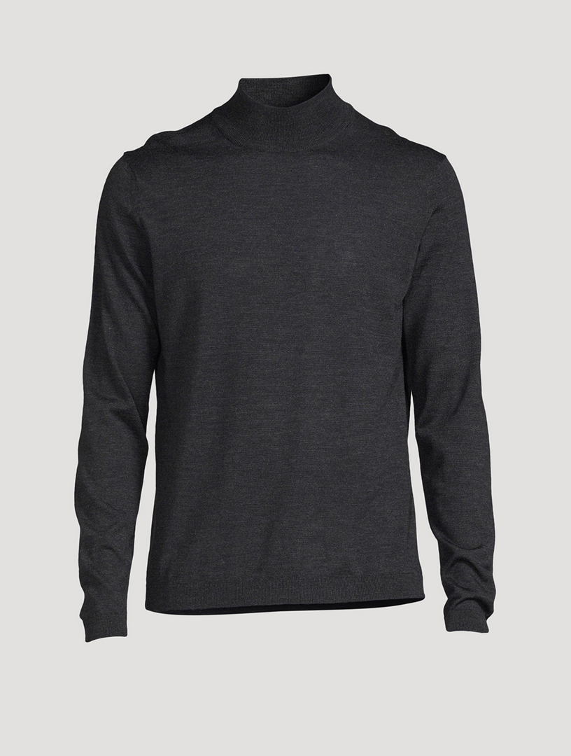 Jack Victor Men's Beaudry Black Wool, Silk and Cashmere Mock Neck Sweater