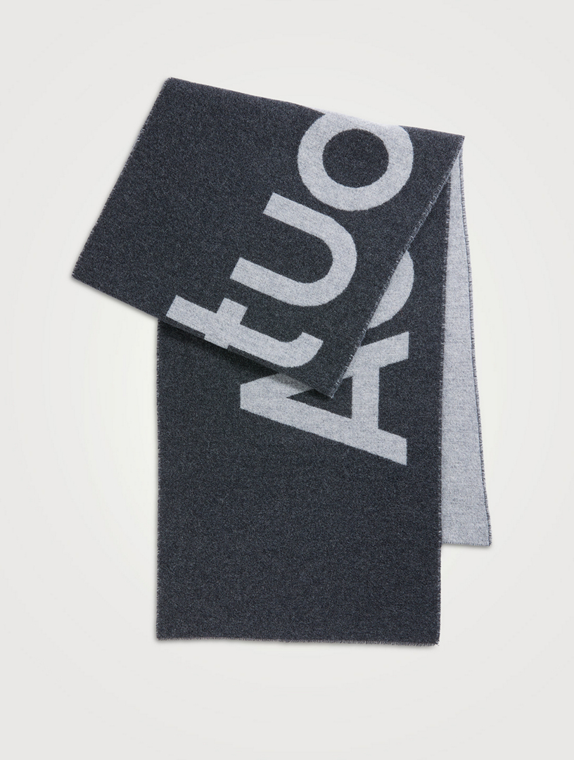 Dior Logo Patch Fringed Edge Scarf in Gray for Men