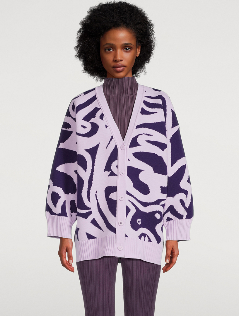 PLEATS PLEASE ISSEY MIYAKE Seeker Jacquard Cardigan | Holt Renfrew