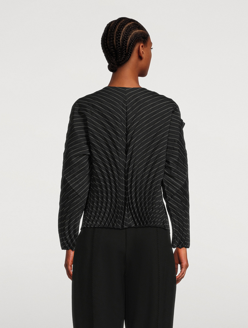 ISSEY MIYAKE Curved Pleats Jacket In Stripe Print | Holt Renfrew