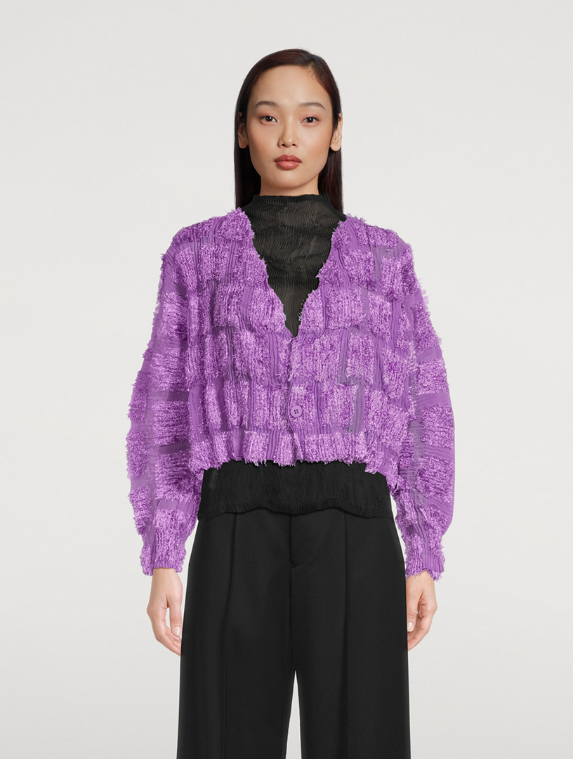Fuzzy Pleats Cardigan