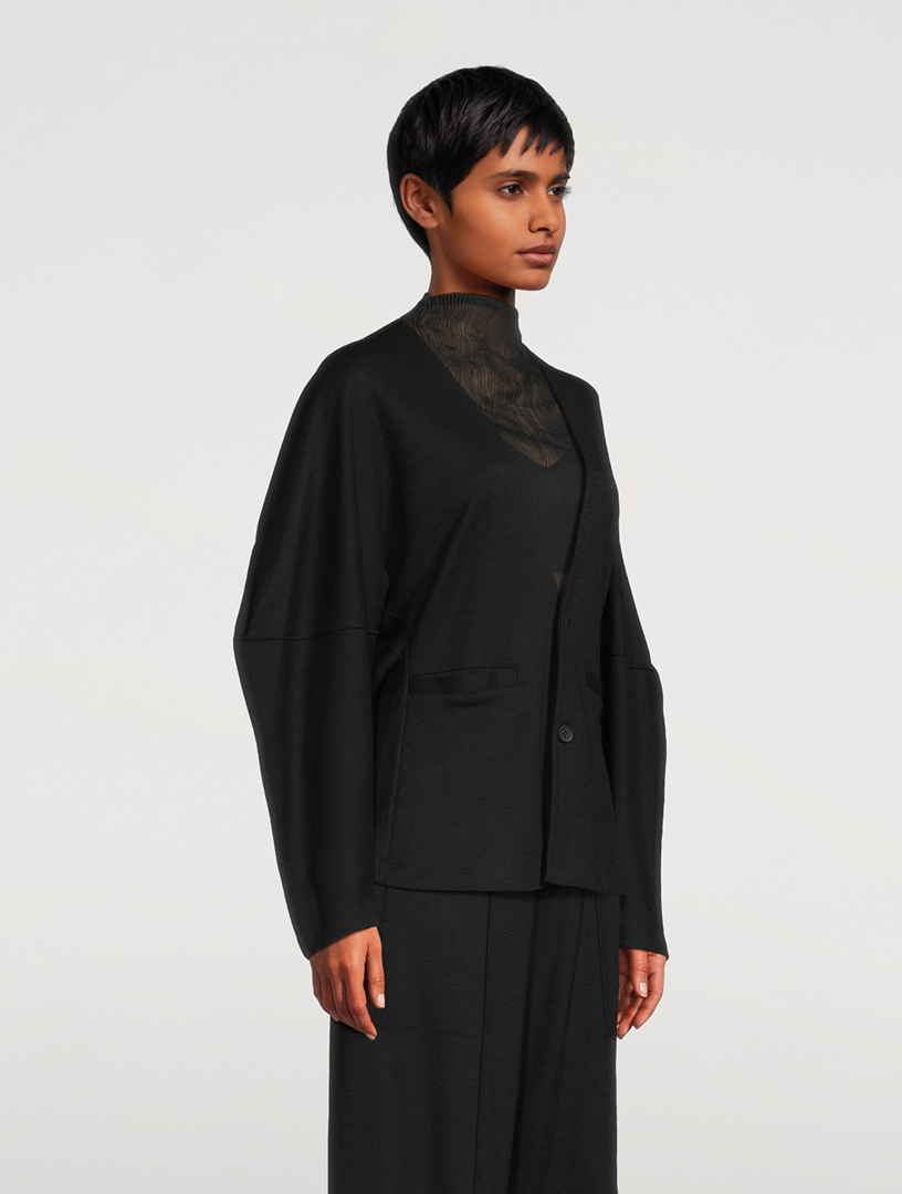 ISSEY MIYAKE Tucked Wool Jersey Cardigan | Holt Renfrew