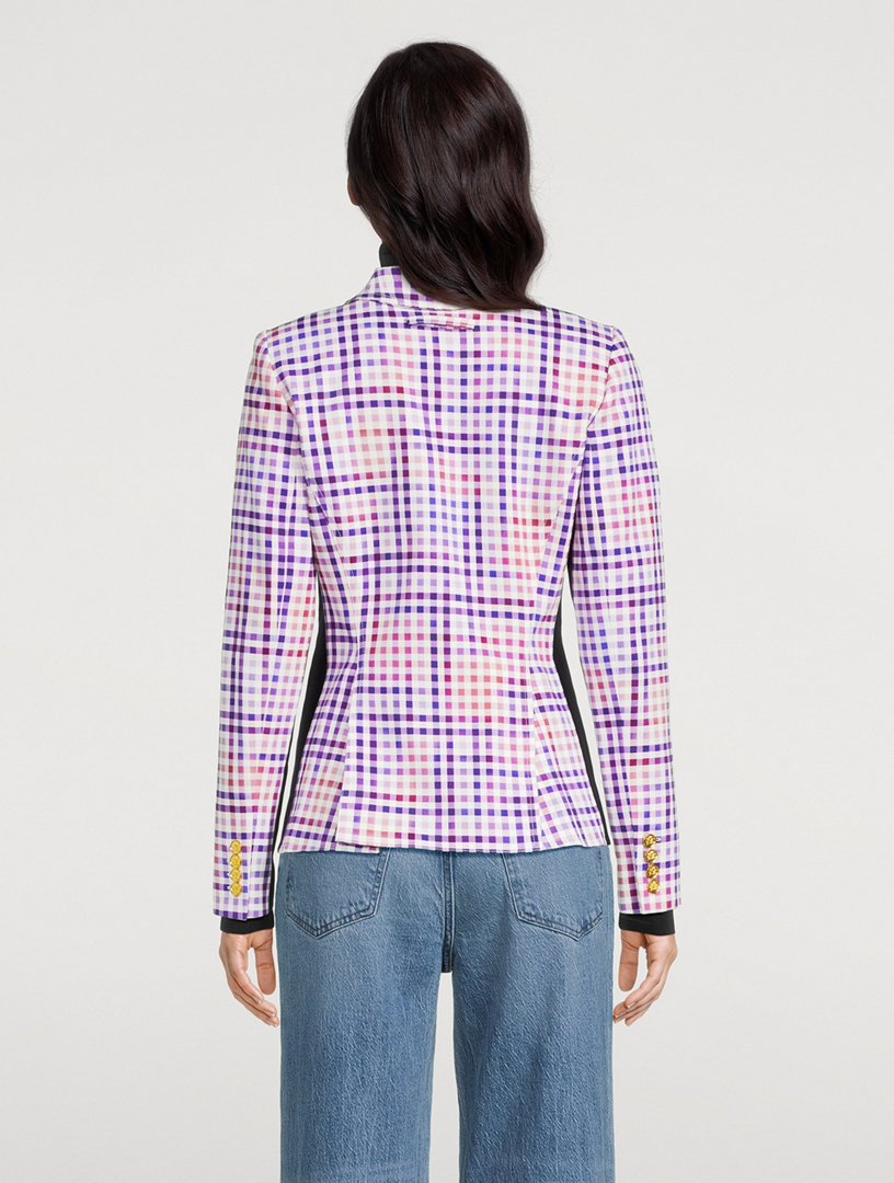 Tux Stripe Blazer Gingham Print