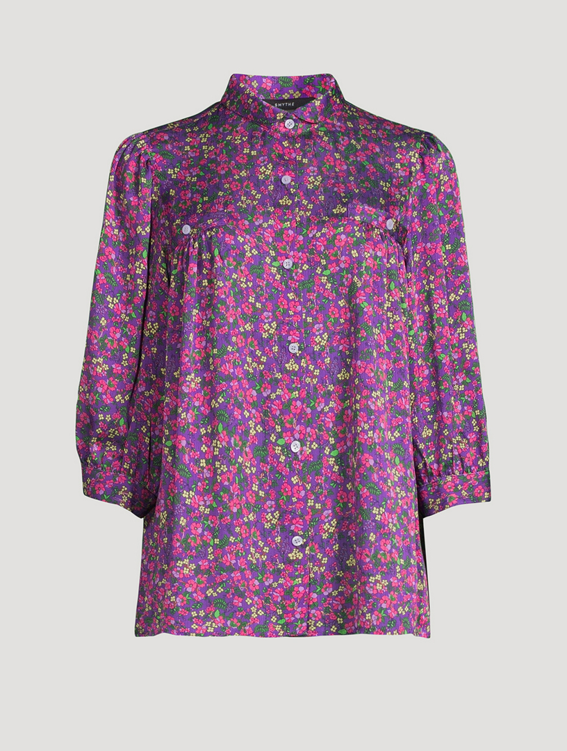 Satin Shirt Floral Print