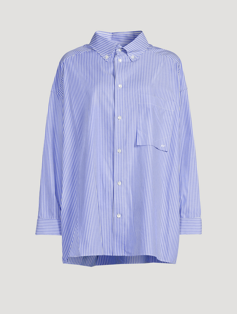 T By Alexander Wang Halter-Detail Striped Cotton Poplin Shirt