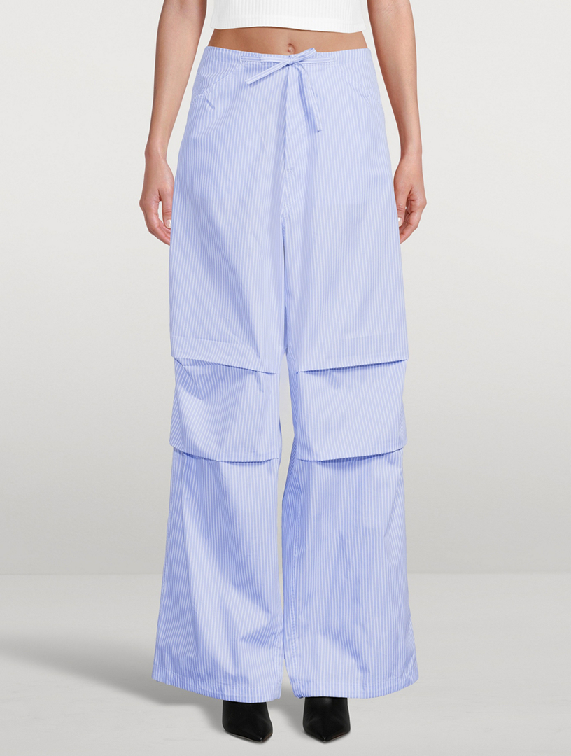 Daisy Wide-Leg Poplin Trousers Stripe Print