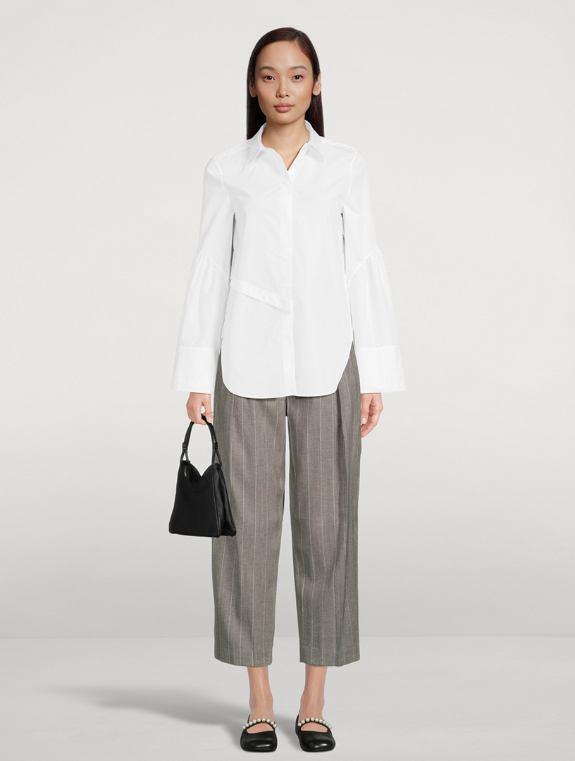 Button-Trimmed Poplin Shirt