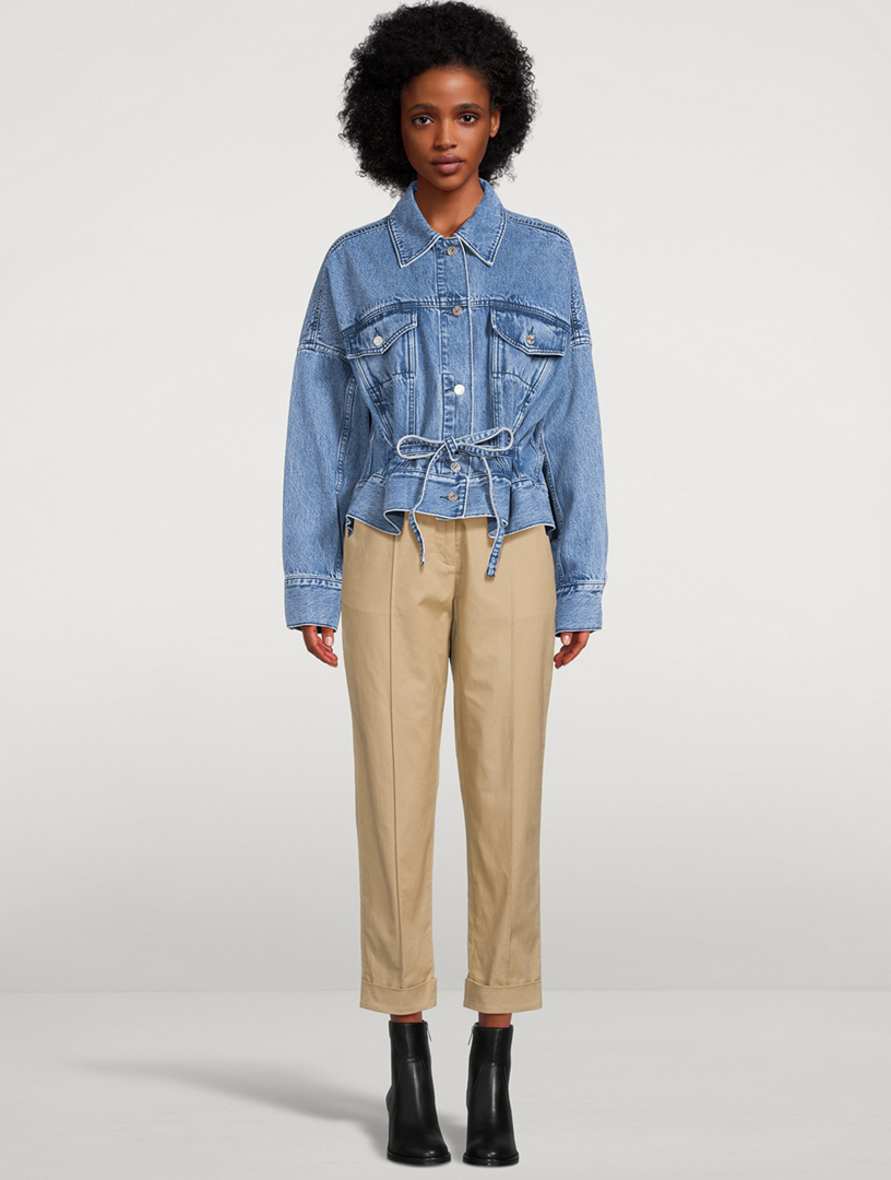 Belted jean jacket best sale