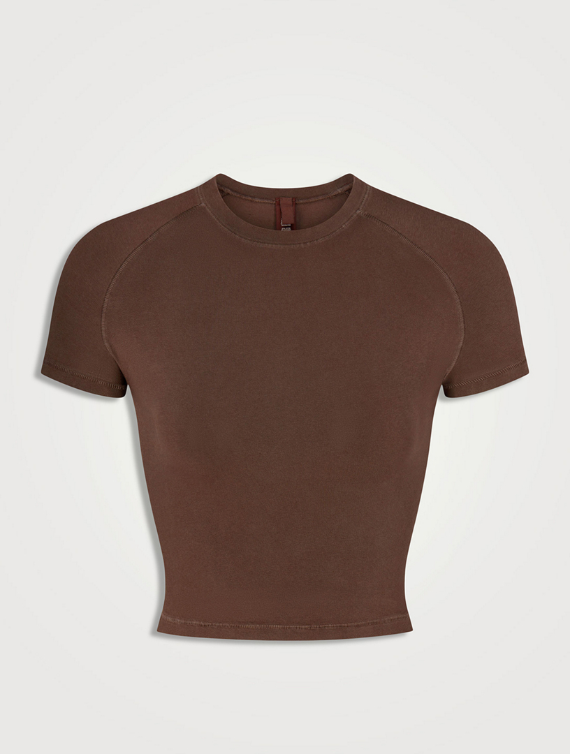 SKIMS, New Vintage Cropped Long Sleeve T-Shirt, BEIGE
