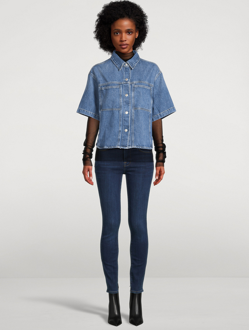 FRAME Le High Skinny Crop Jeans in Sulham