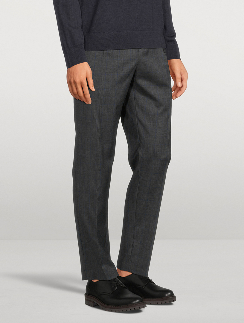 Wool Check Pleated Pants