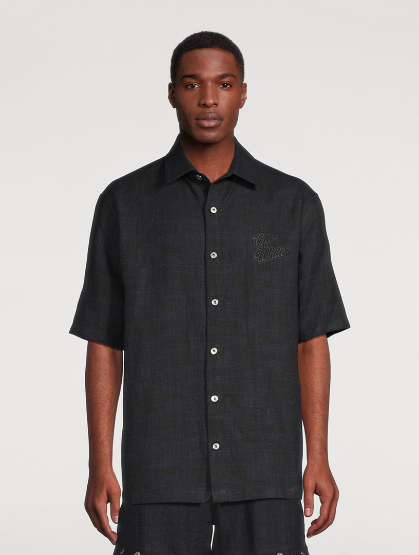 90s Logo Linen Bowling Shirt