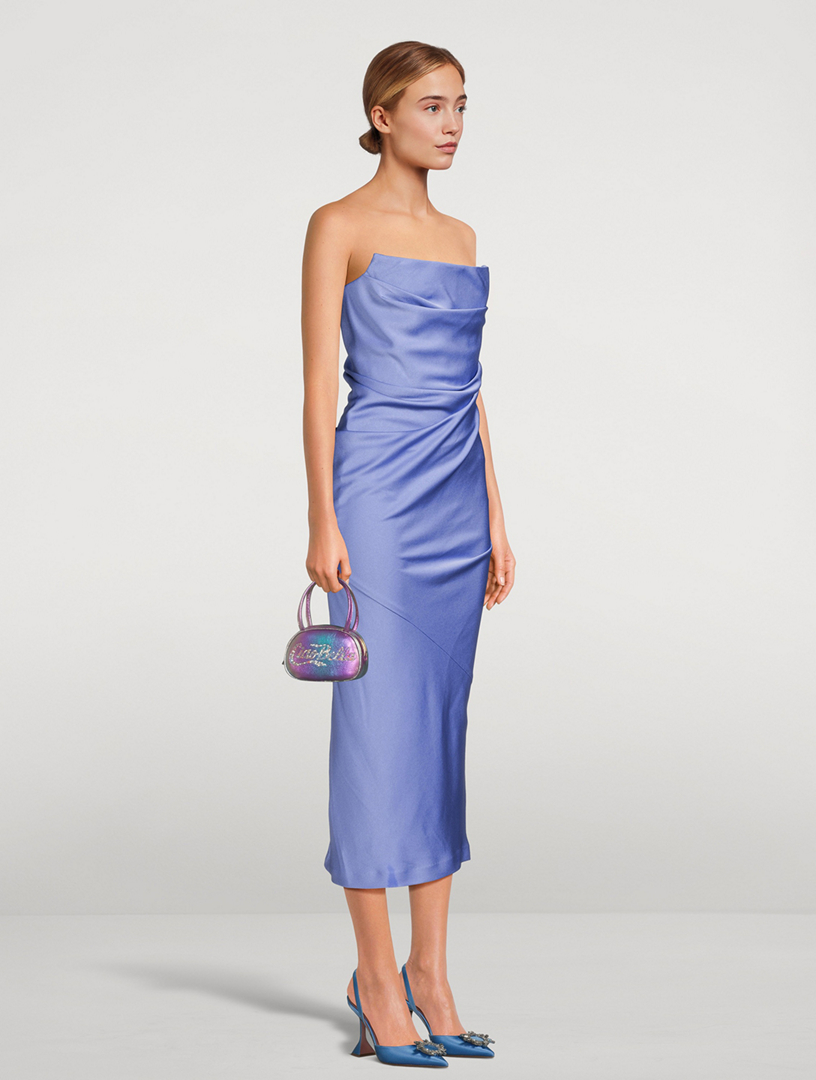 Strapless Gathered Drape Gown in Satin Crepe – Alex Perry