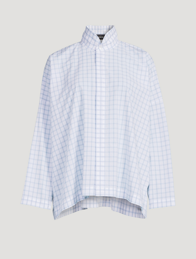 Double Stand Collar Shirt In Box Check Print