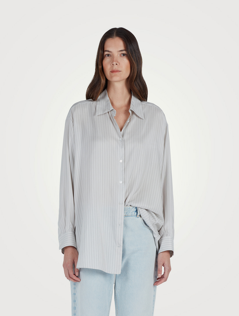 THE ROW Luka Silk Shirt In Striped Print | Holt Renfrew