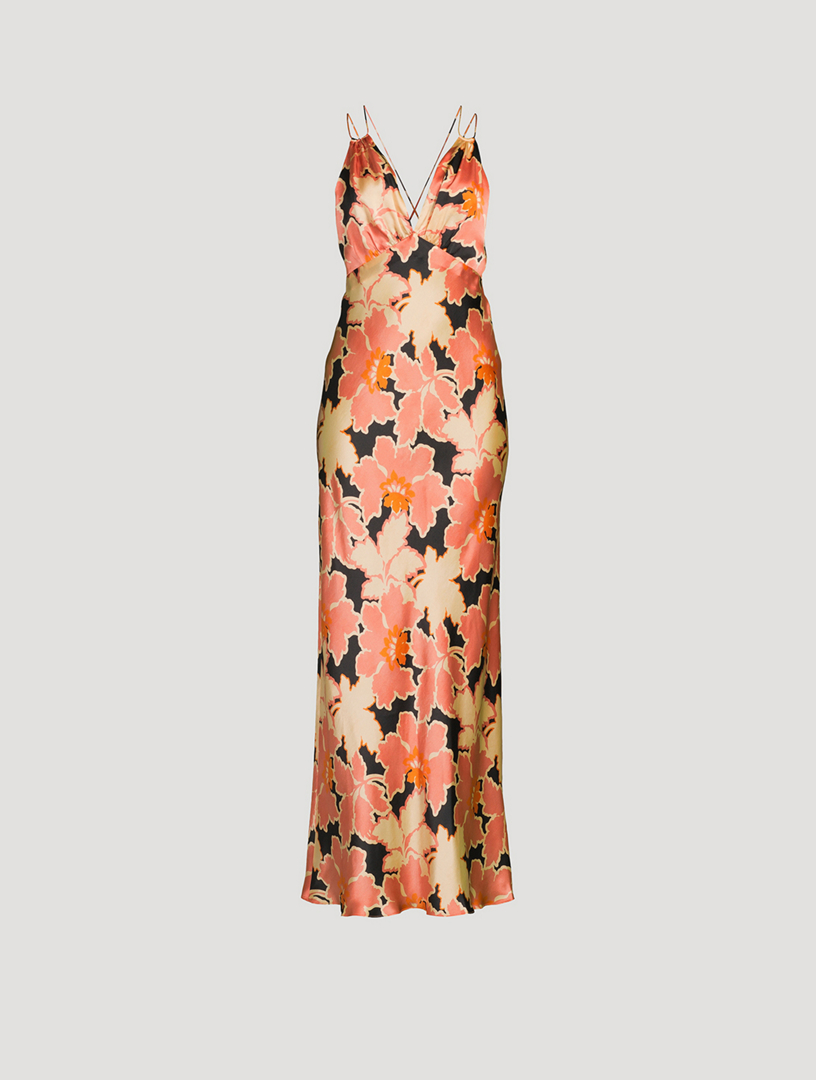 Floral silk hot sale slip dress