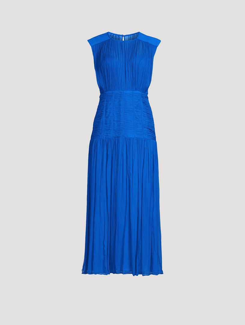 knee length dresses for ladies Shona Joy Gina Sleeveless Ruched Midi Dress in Limoncello  Coco & Lola