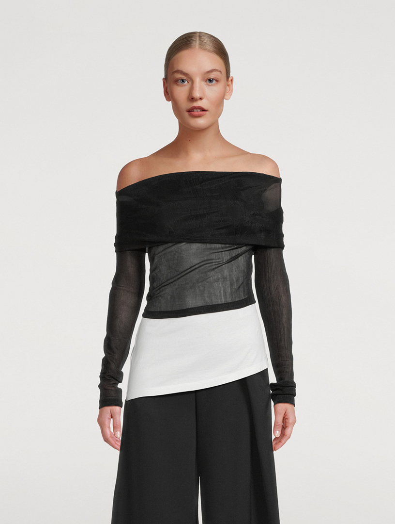 MM6 MAISON MARGIELA Sheer Rib and Jersey Asymmetric Top | Holt Renfrew