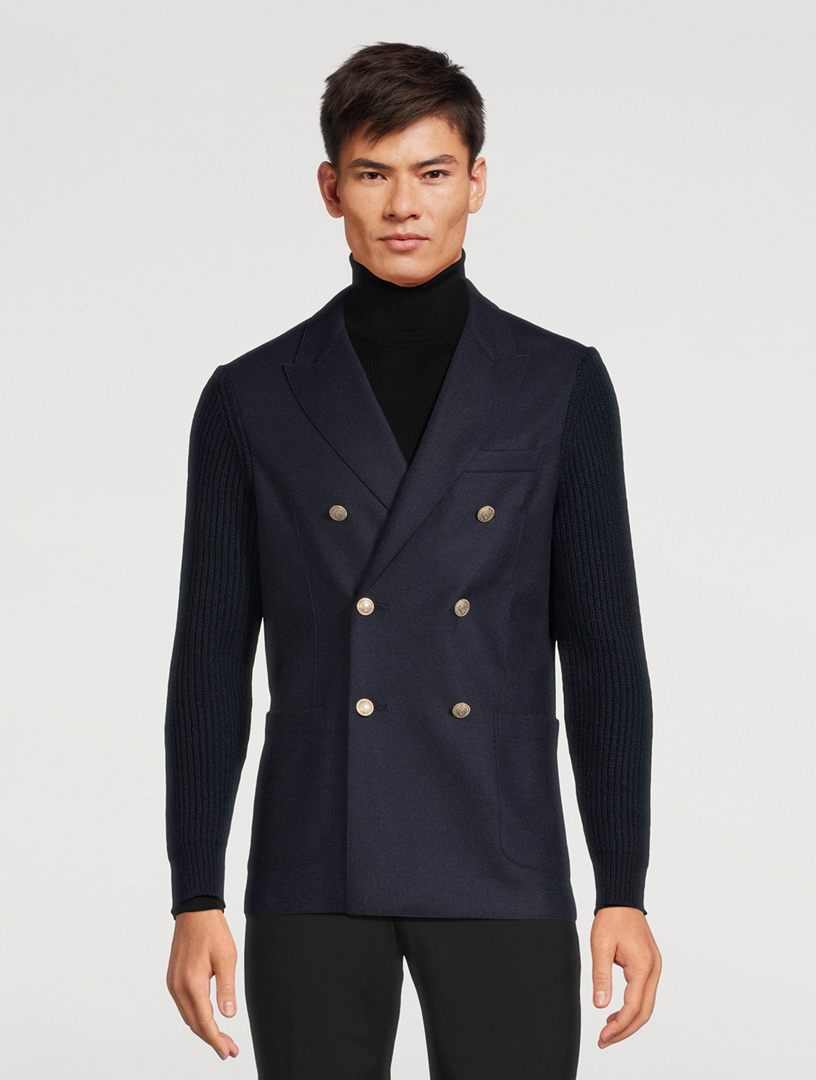 Wool And Nylon Double-Breasted Jacket