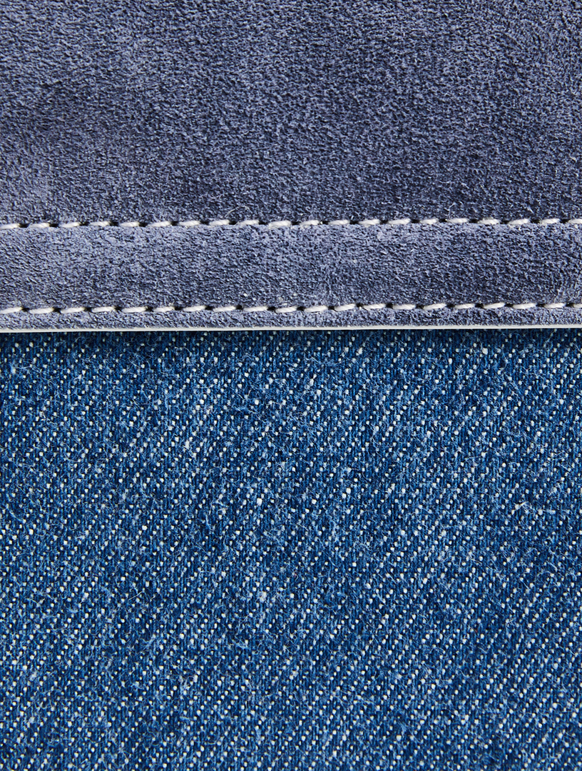 Tess Denim And Suede Saddle Bag