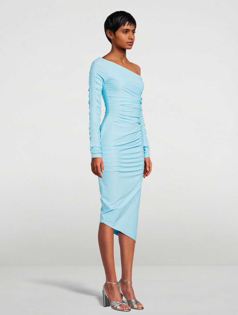 Sena Asymmetric Ruched Midi Dress