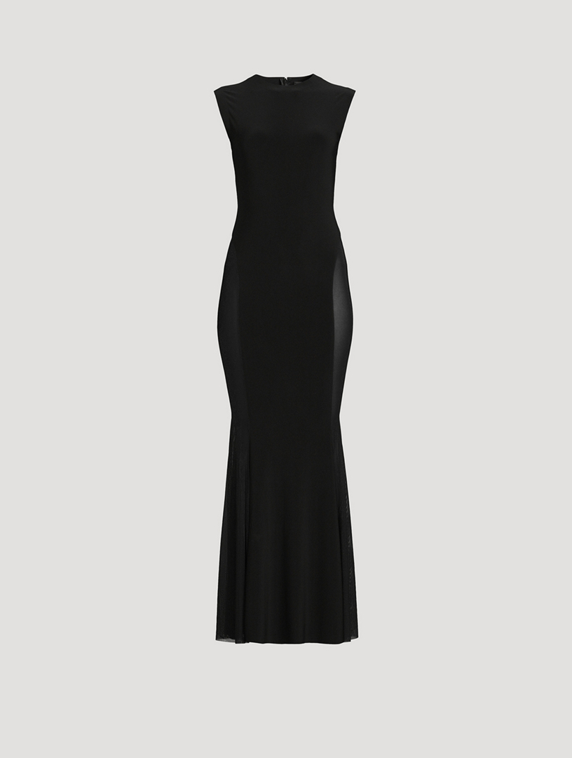 NORMA KAMALI Fishtail Gown With Mesh Sides | Holt Renfrew