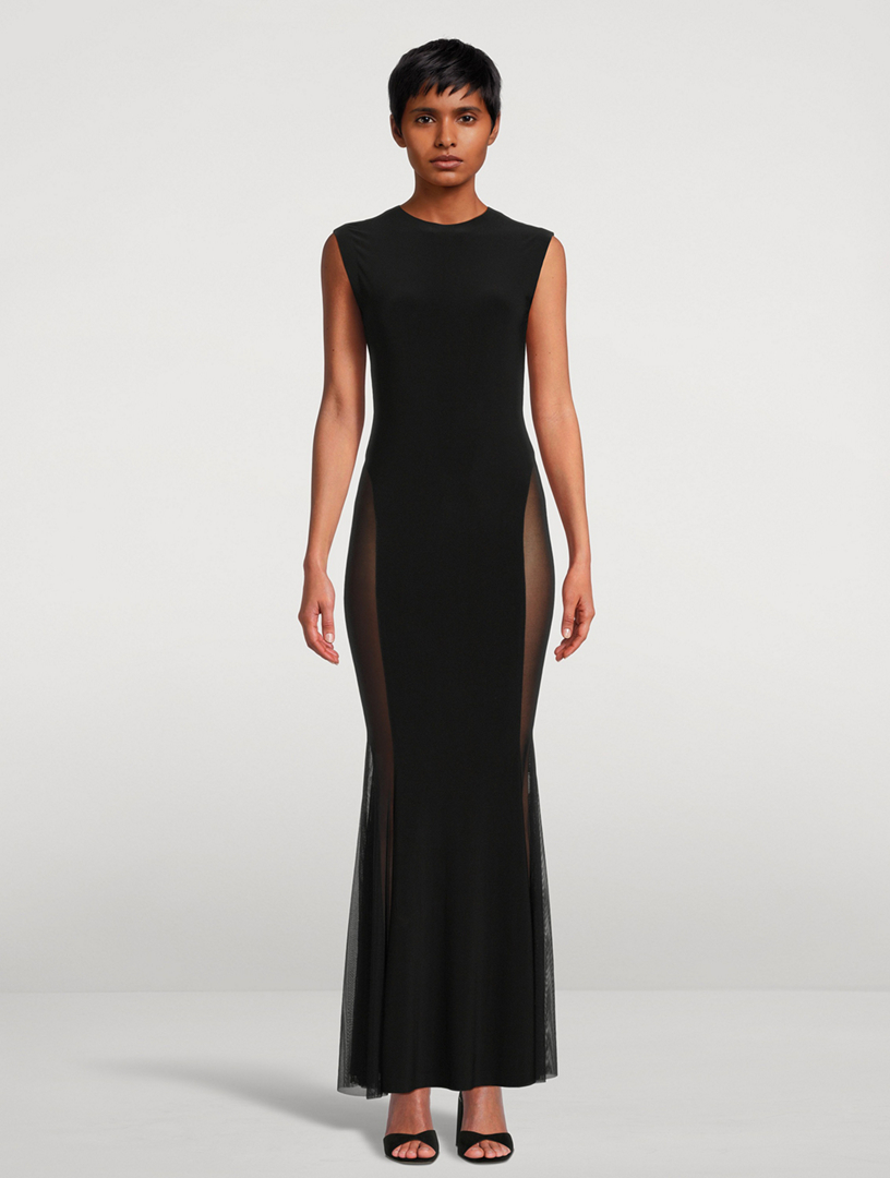 Fishtail Gown With Mesh Sides