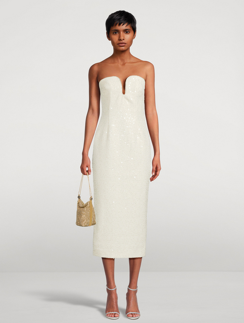 SELF-PORTRAIT Sequin Boucle Midi Dress | Holt Renfrew