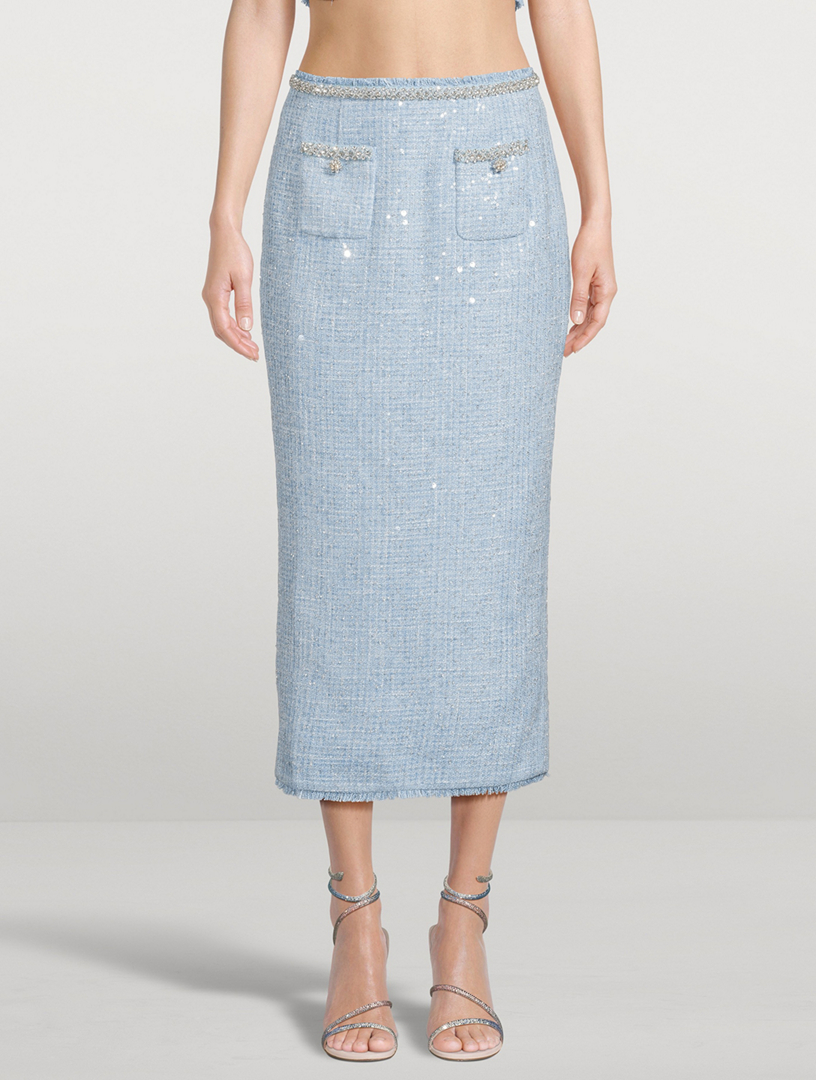 Sequin Boucle Midi Skirt