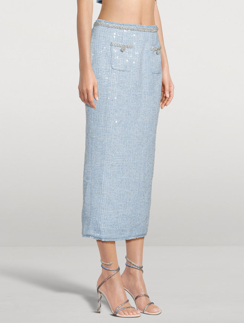 Sequin Boucle Midi Skirt